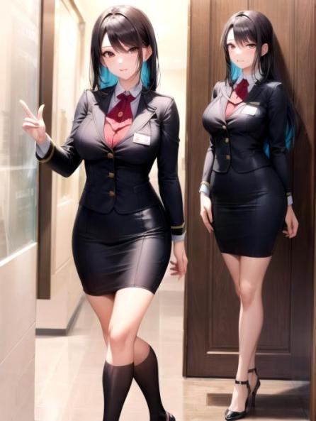 Standing, Flight Attendant, Full Body AI Porn